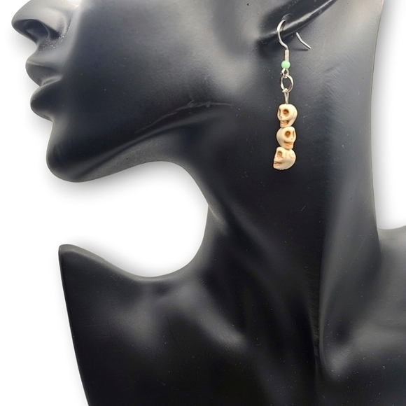 Handcrafted Skull Hook Earrings - Picture 2 of 12